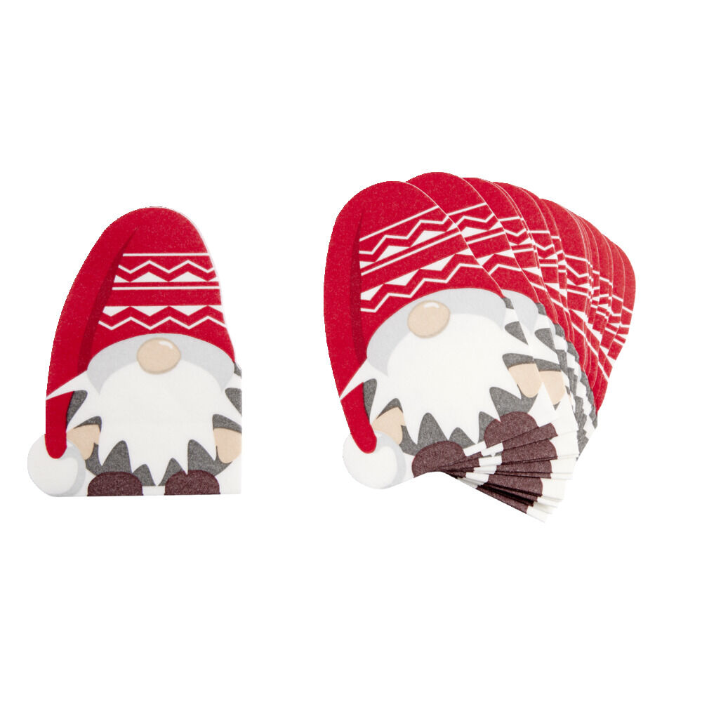 Lot de 12 serviettes en papier toucher doux forme gnome 16,5x16,5cm