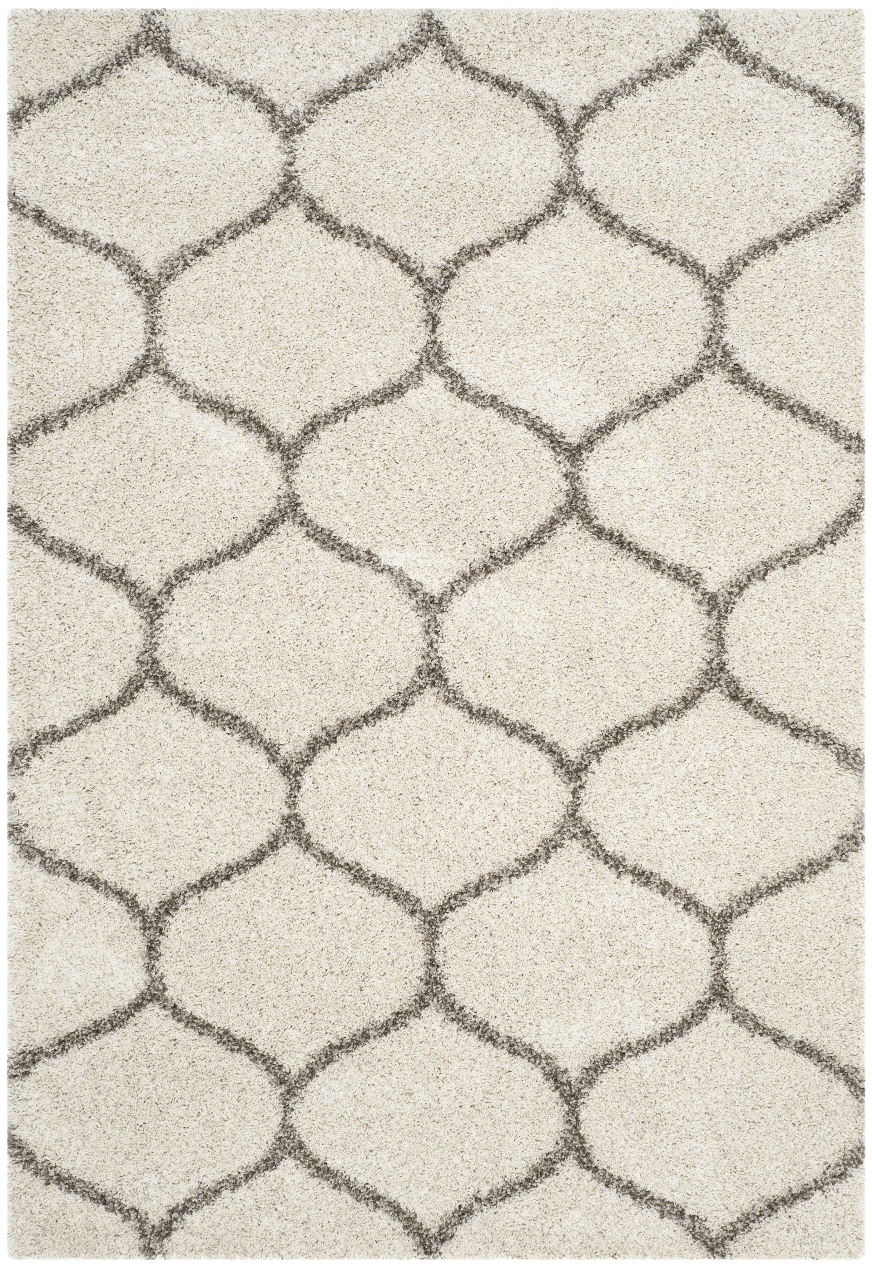 HUDSON SHAG - Tapis de salon interieur en ivoire & gris, 183 x 274 cm