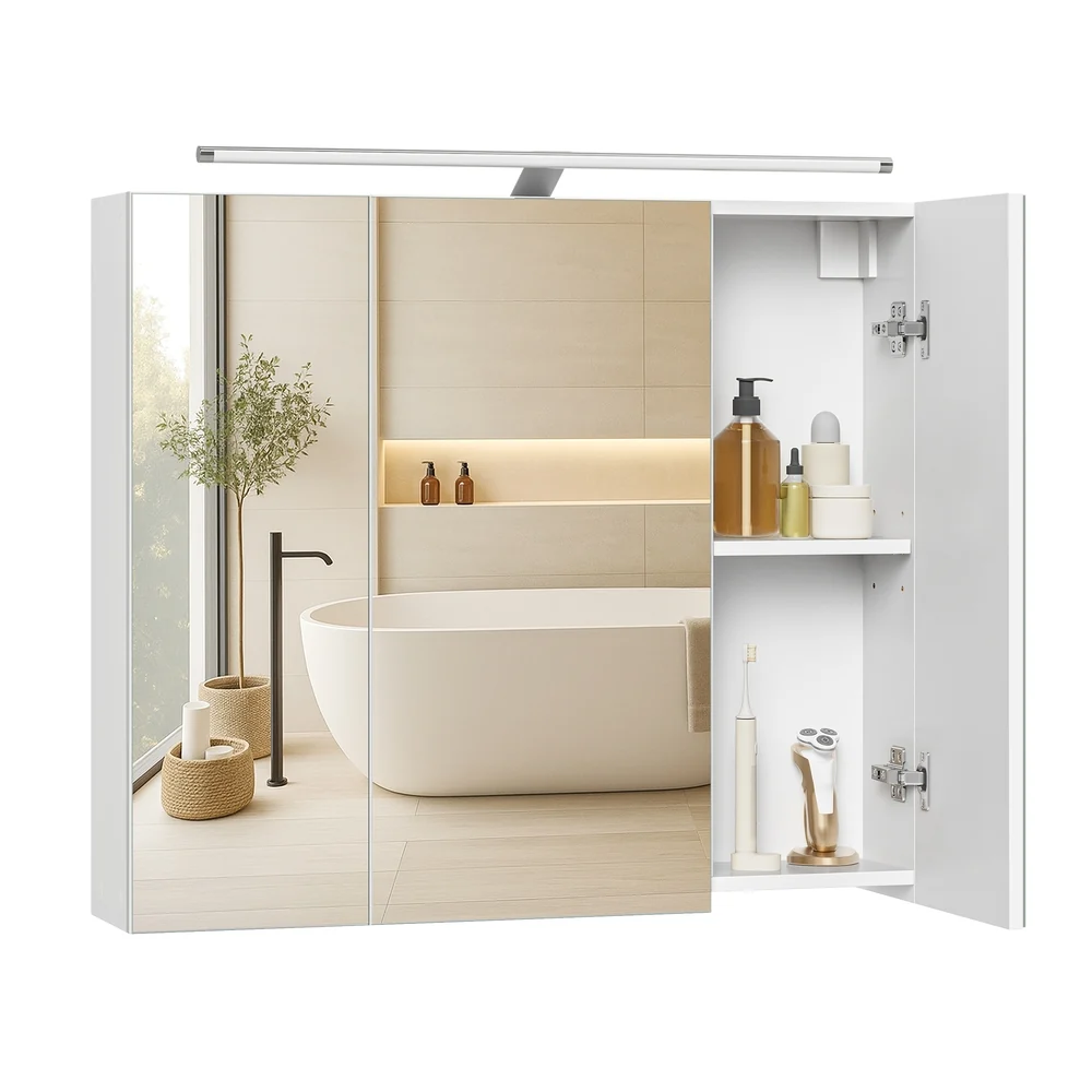 Armoire murale trois portes miroir avec éclairage