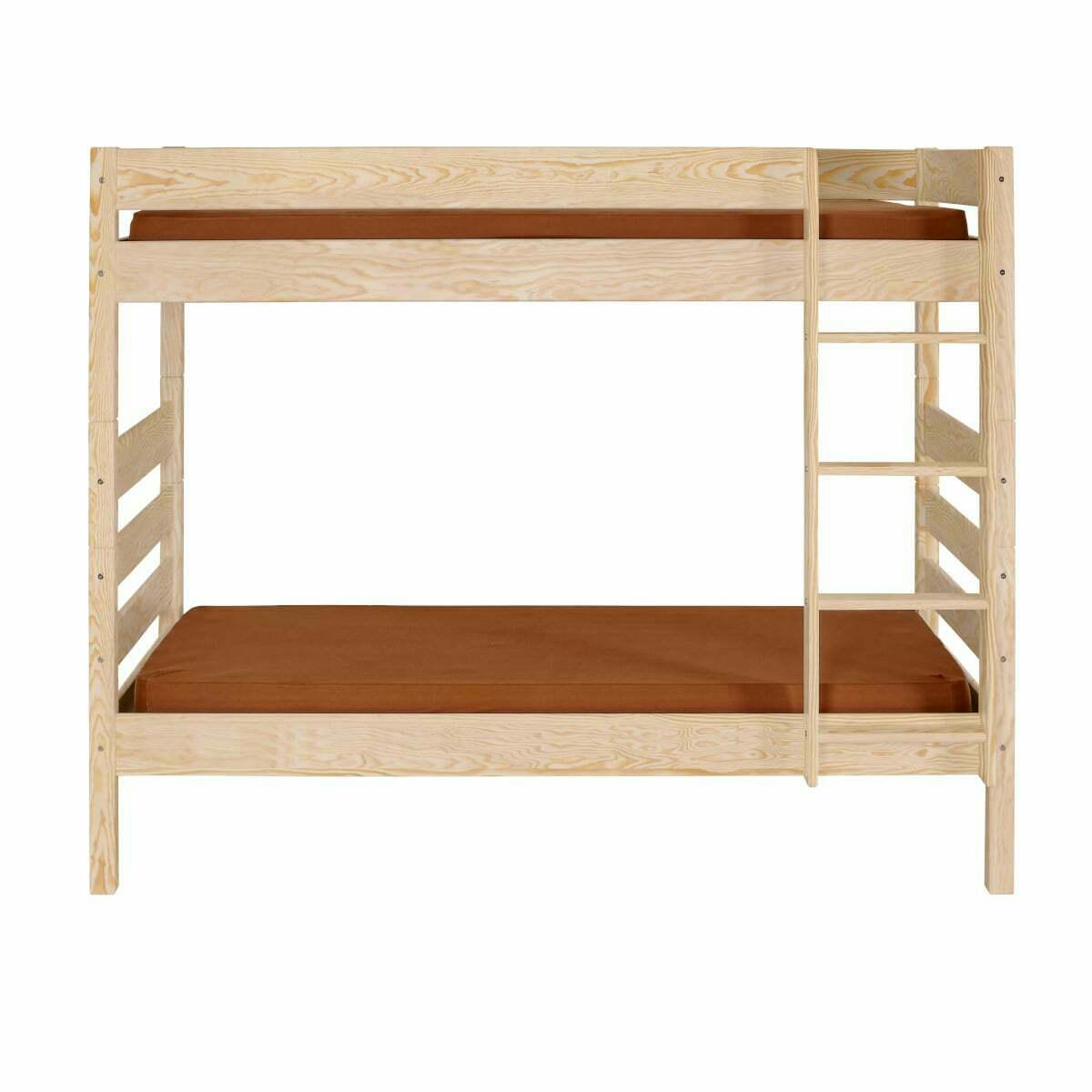 NUBIE - Pack lit superposé haut avec 2 matelas 90x200 cm bois massif