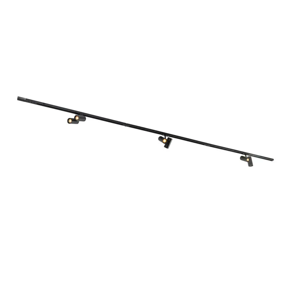Qazqa railverlichting set iconic zwart gu10