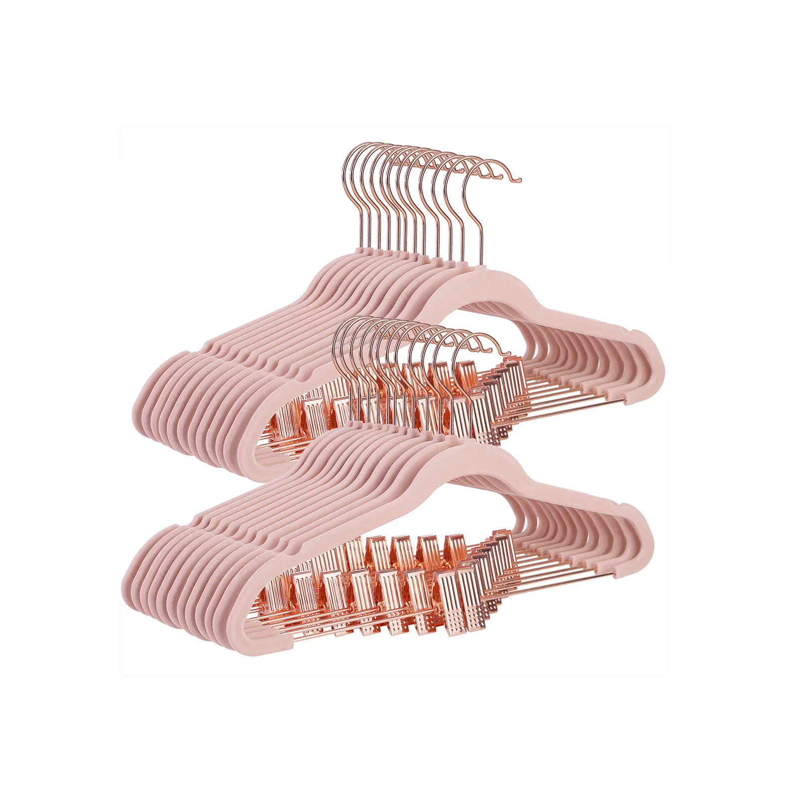 24 Cintres pinces velours rose