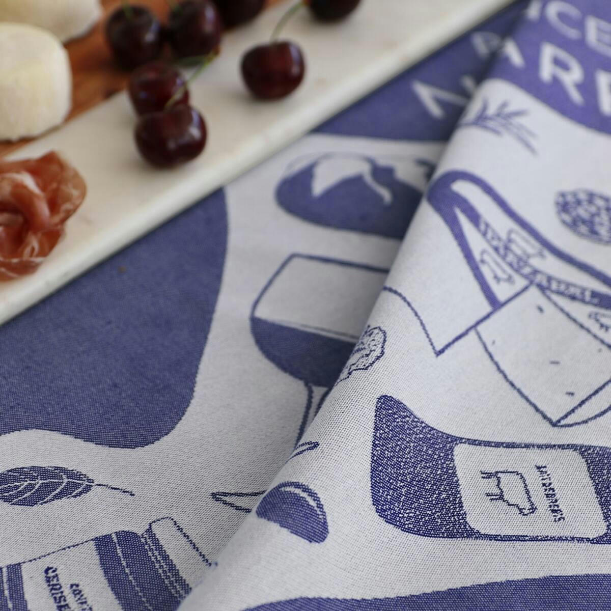 KONTATU 7 PROVINCES - Torchon coton Bleu 50x70 cm