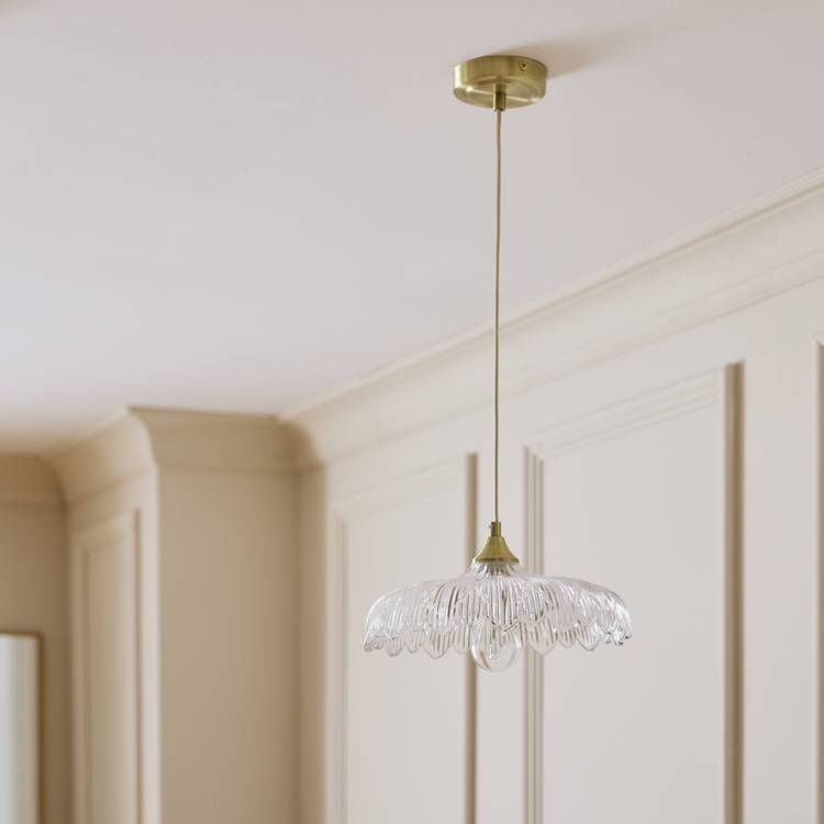 Habitat Petal Glass Pendant Ceiling Light - Brushed Brass