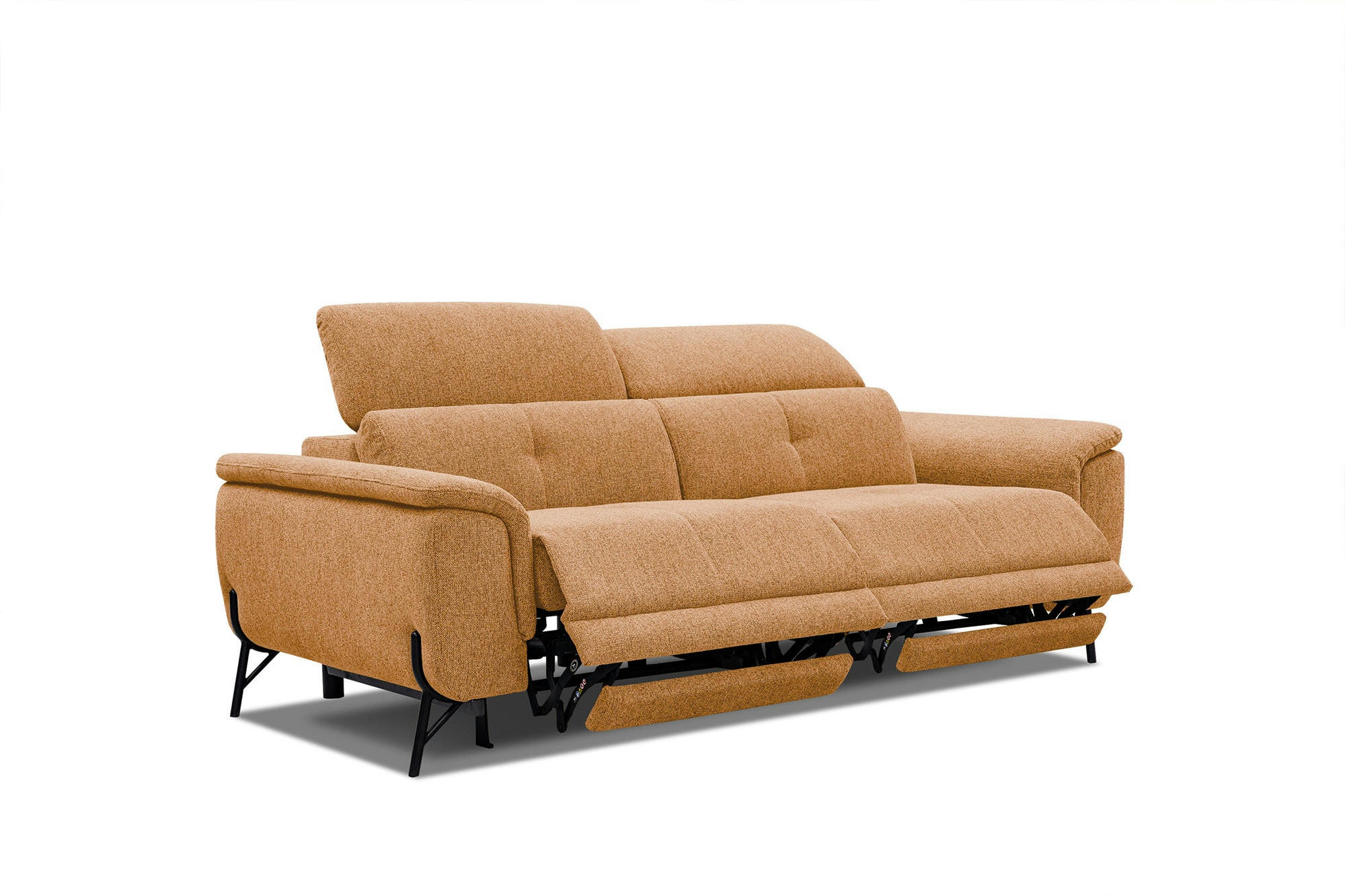 AVENA - Canapé droit 3 places avec 2 relax électriques tissu orange