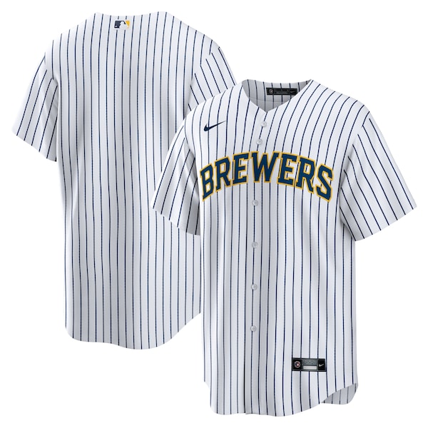 Milwaukee Brewers Nike Home Replica Team Jersey - White/Navy
