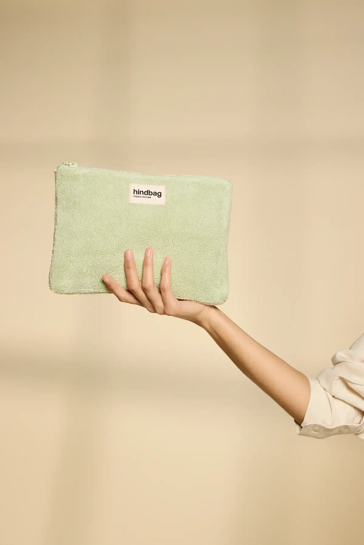 Pochette Ema Éponge vert amande