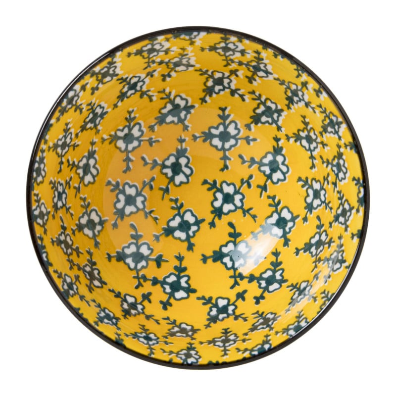 Schaaltje Leyla - geel/zwart - &Oslash;12.3x5.8 cm