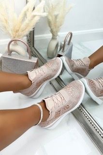 Love Lemonade Crystal Stretch Comfort Wedge Trainers