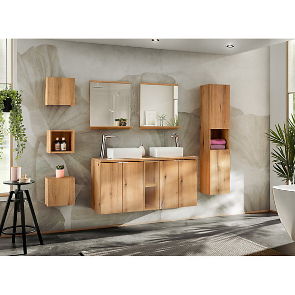 Meuble de rangement salle de bain VANOFinition cheneL20 x P57 x H39 cmMeuble suspendu