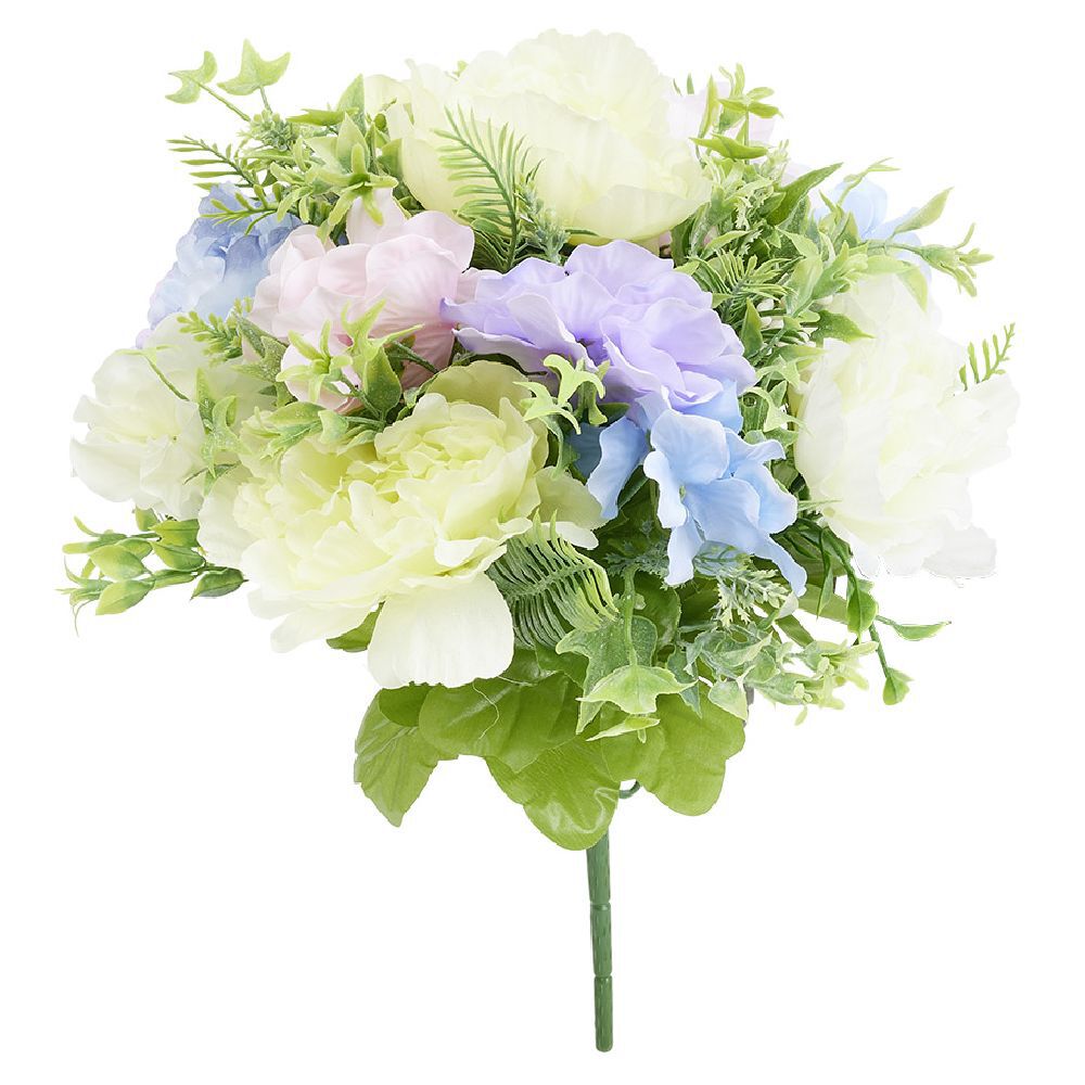 Piquet fleur artificielle pivoine et hortensia Ø33xH37cm