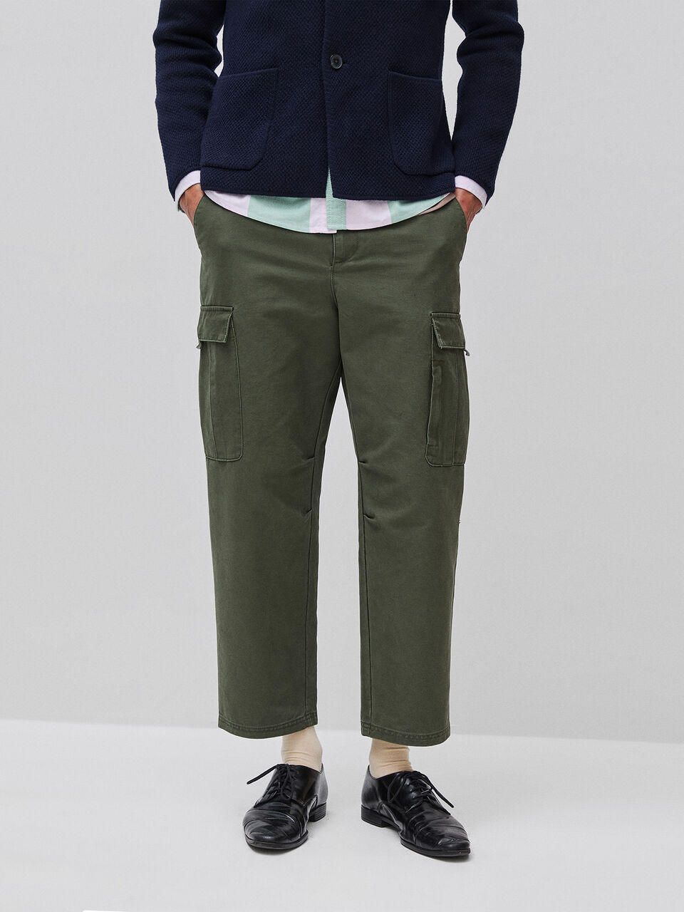 Faded cotton cargo trousers