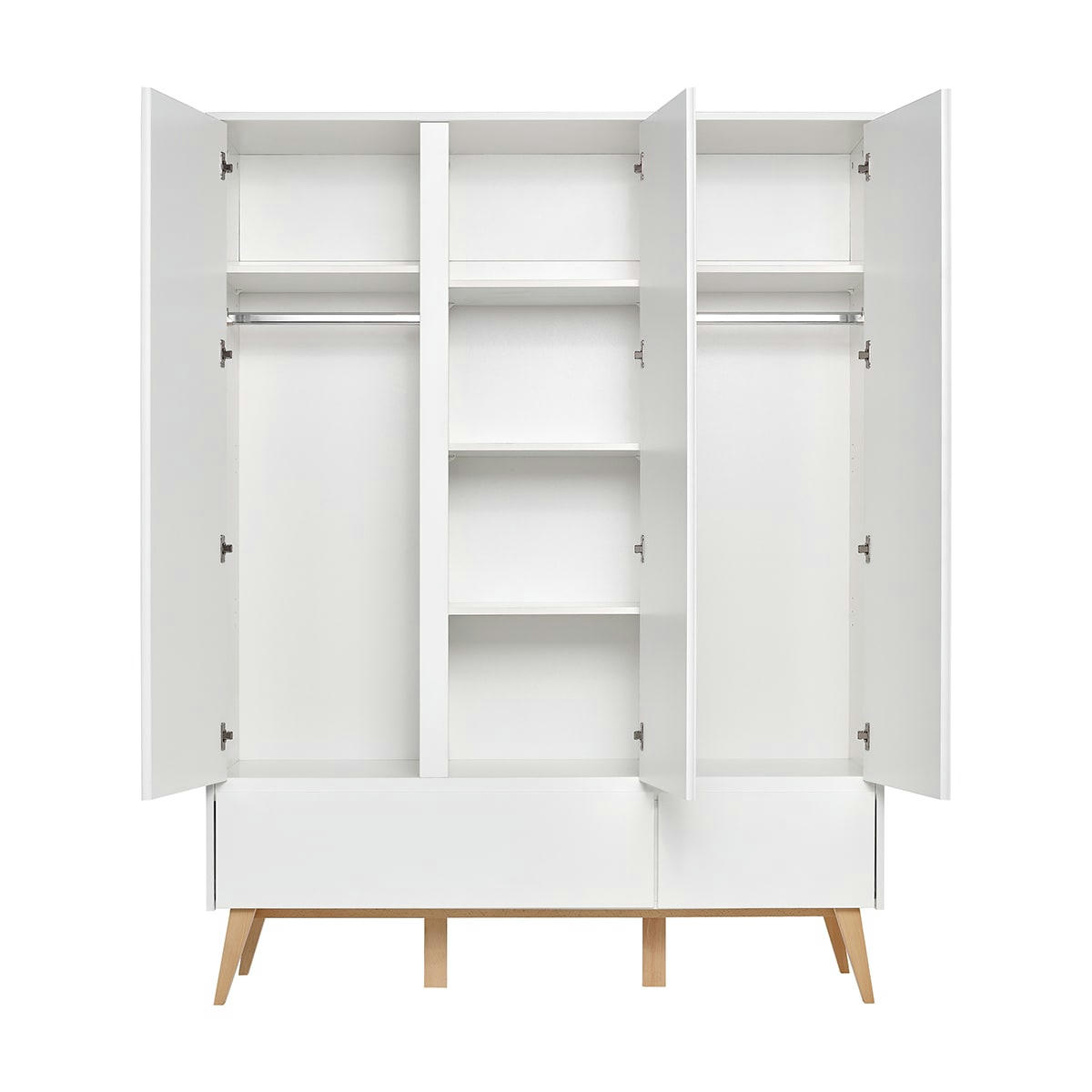 SWING - Armoire 3 portes 2 tiroirs blanc naturel