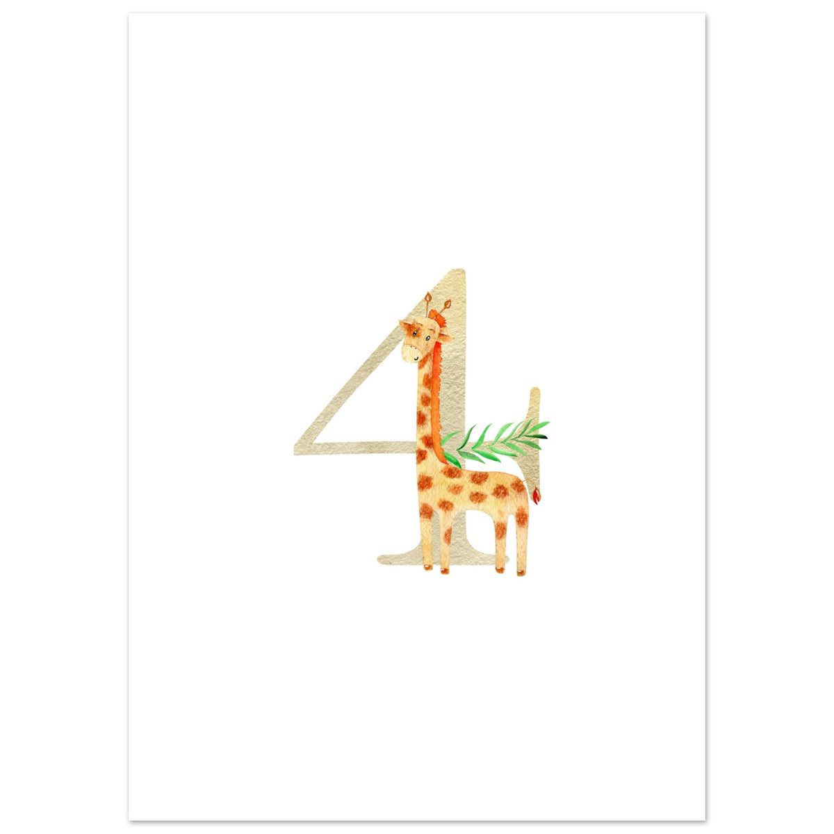 Artfulprints Poster Cijfer 4 kinderkamer  - 50x70 cm - Meerkleurig