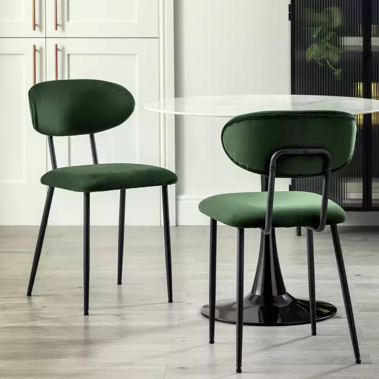 Habitat Ariana Pair of Velvet Dining Chairs - Green