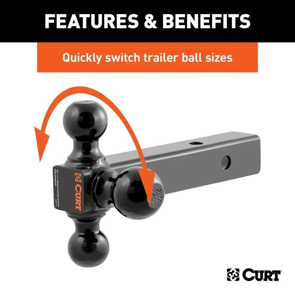 CURT 45652 Multi-Ball Mount, 2-in Shank, 1-7/8, 2-in & 2-5/16-in Black Balls
