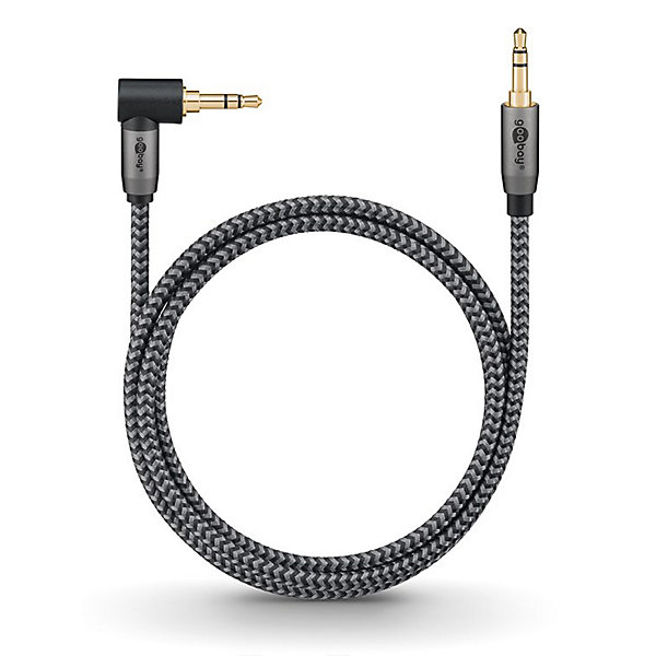 Câble audio Jack 3.5 coudé 90 or 3 m GOOBAY