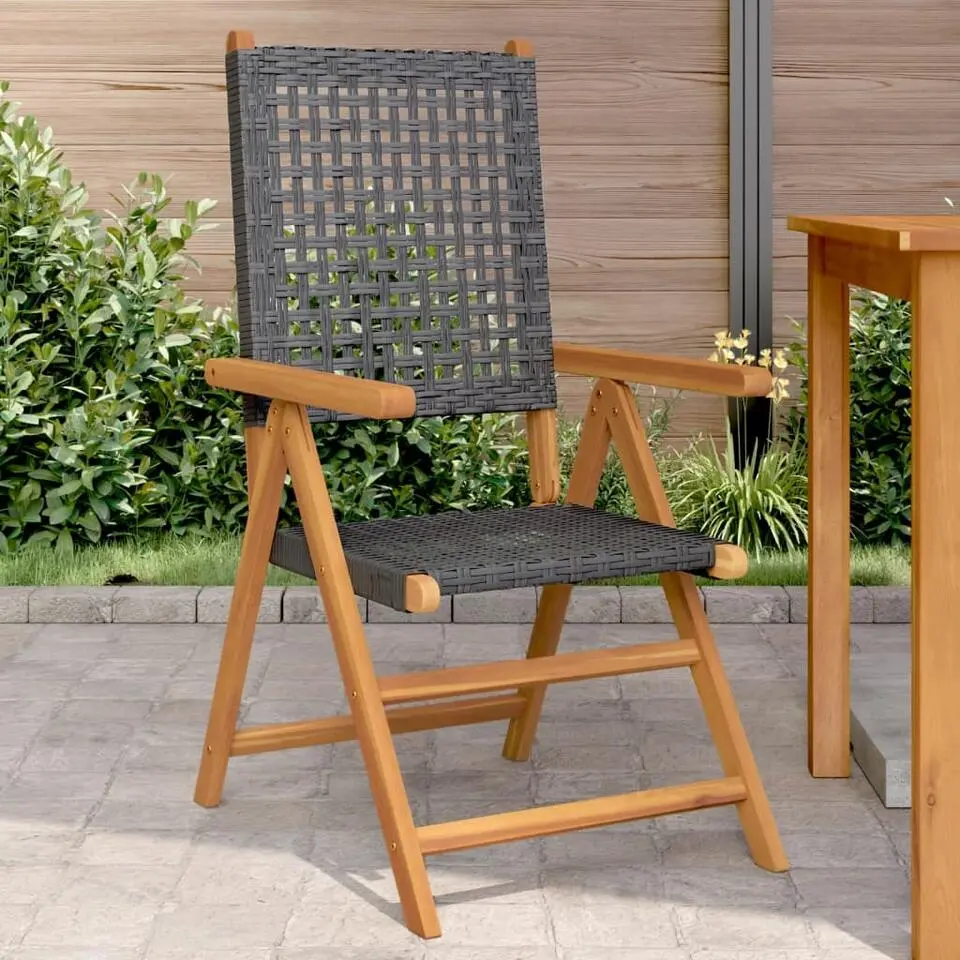 vidaXL - Tuinstoelen - Zwart - Acaciahout - 2 stuks - 57x70x109 cm