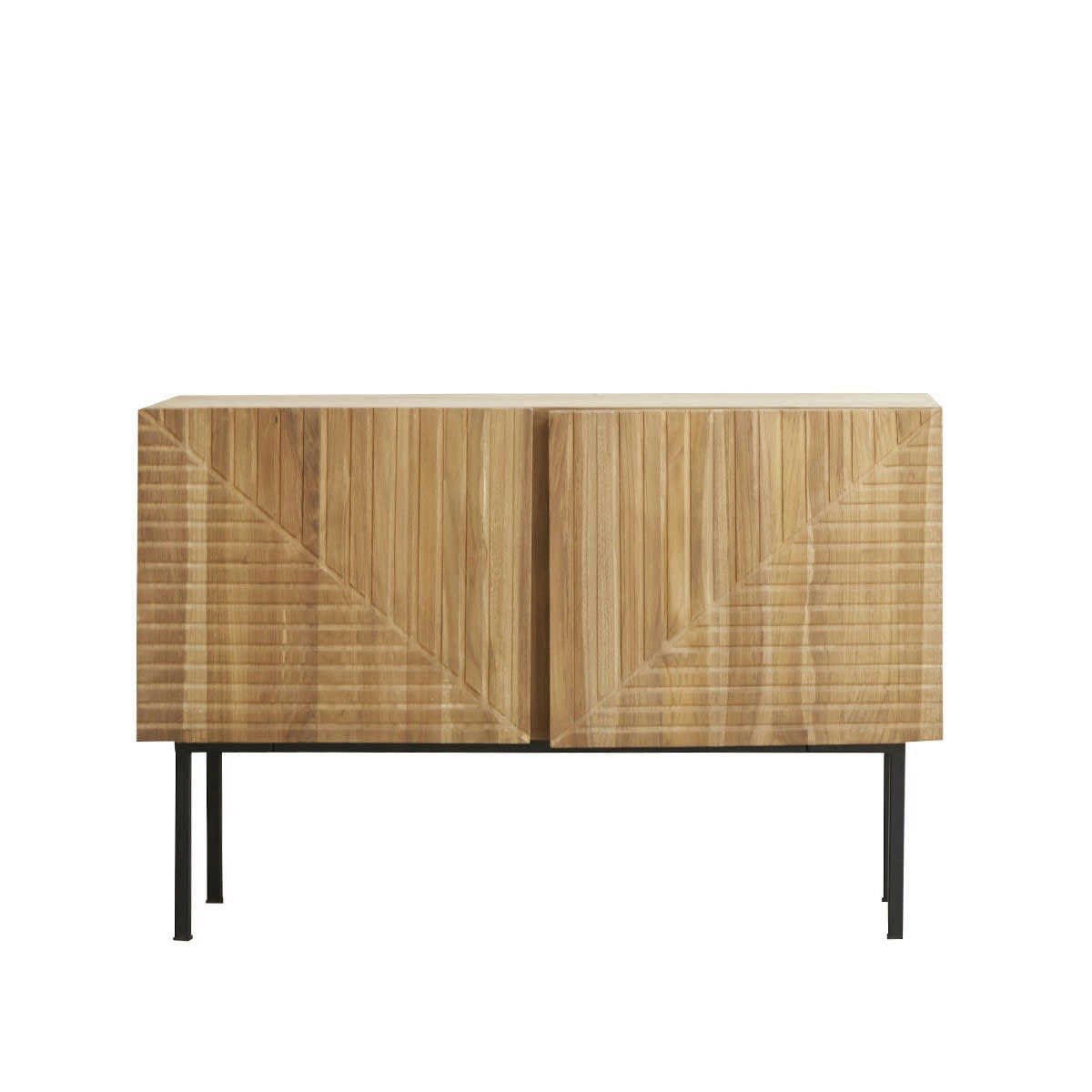 PORTLAND - Buffet en teck massif et métal 120 cm