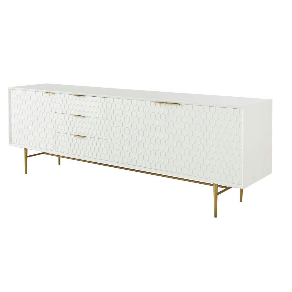 Riverside - Buffet enfilade vintage 3 portes 3 tiroirs blanc