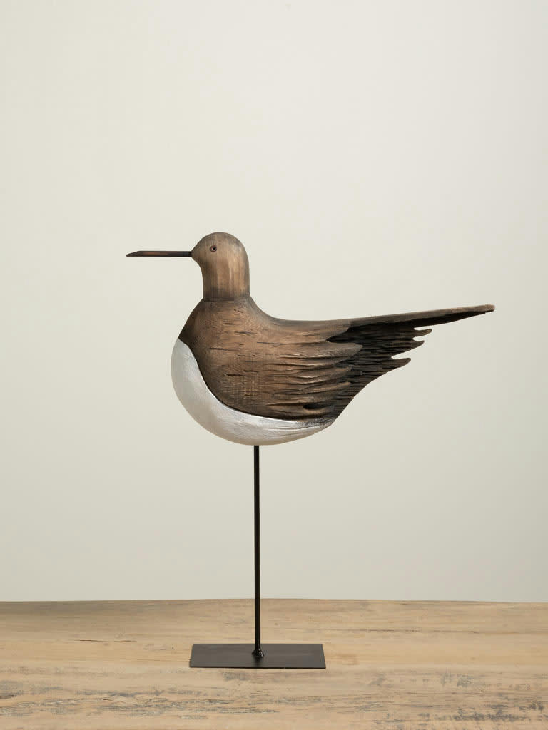 - Oiseau brun sur base fer L8cm