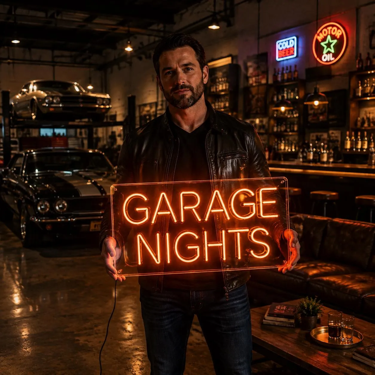 Personalized Garage Neon Sign for Dad, Custom LED Man Cave Light, Father’s Day Gift for Car Lover, Car Workshop Wall Decor, Gift for Him