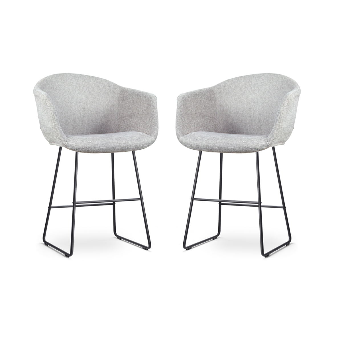 Nolon Nino-Otis Barkrukken Set van 2 - Lichtgrijs - Zwart - 65 cm
