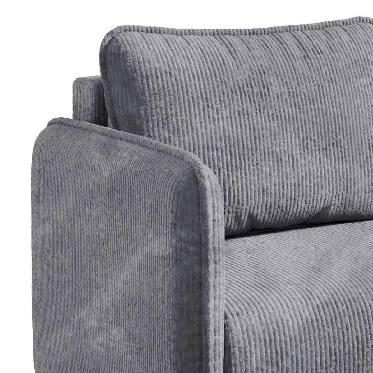 - Canapé d'angle 3 places velours côtelé gris
