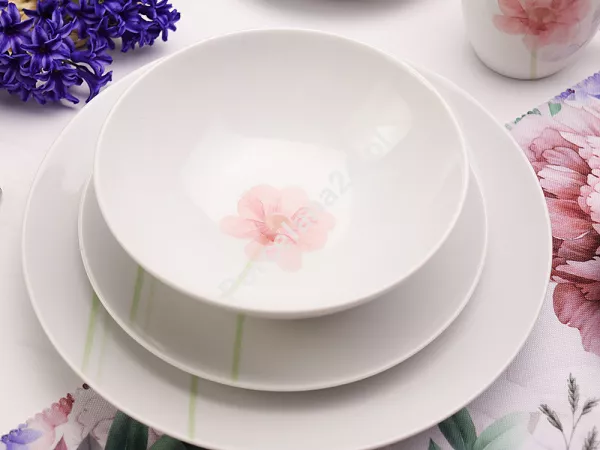 Komplet talerzy na 6 osób (18 el) Waza - Modern Flower WA-164