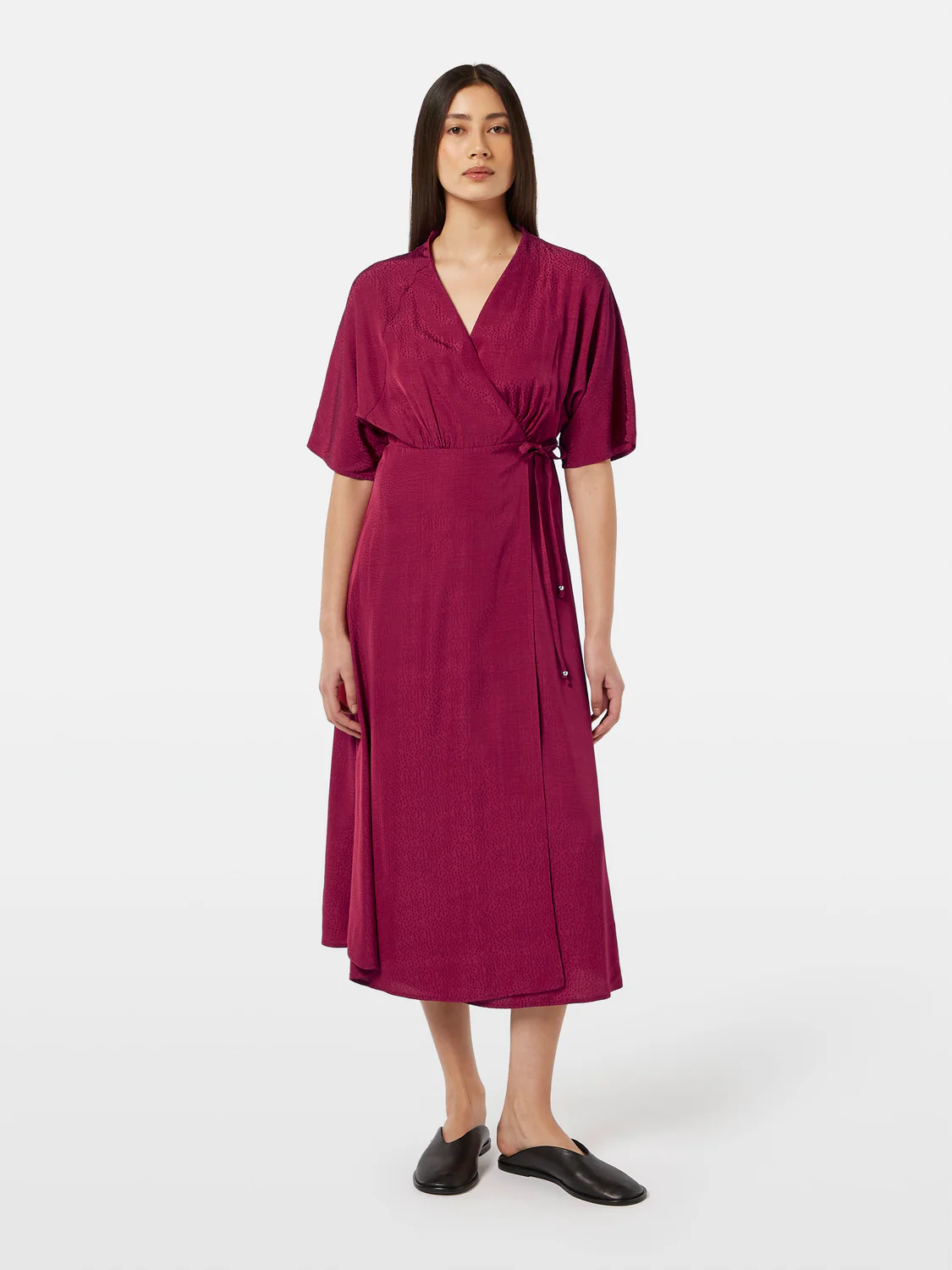 Jacquard Midi Wrap Dress