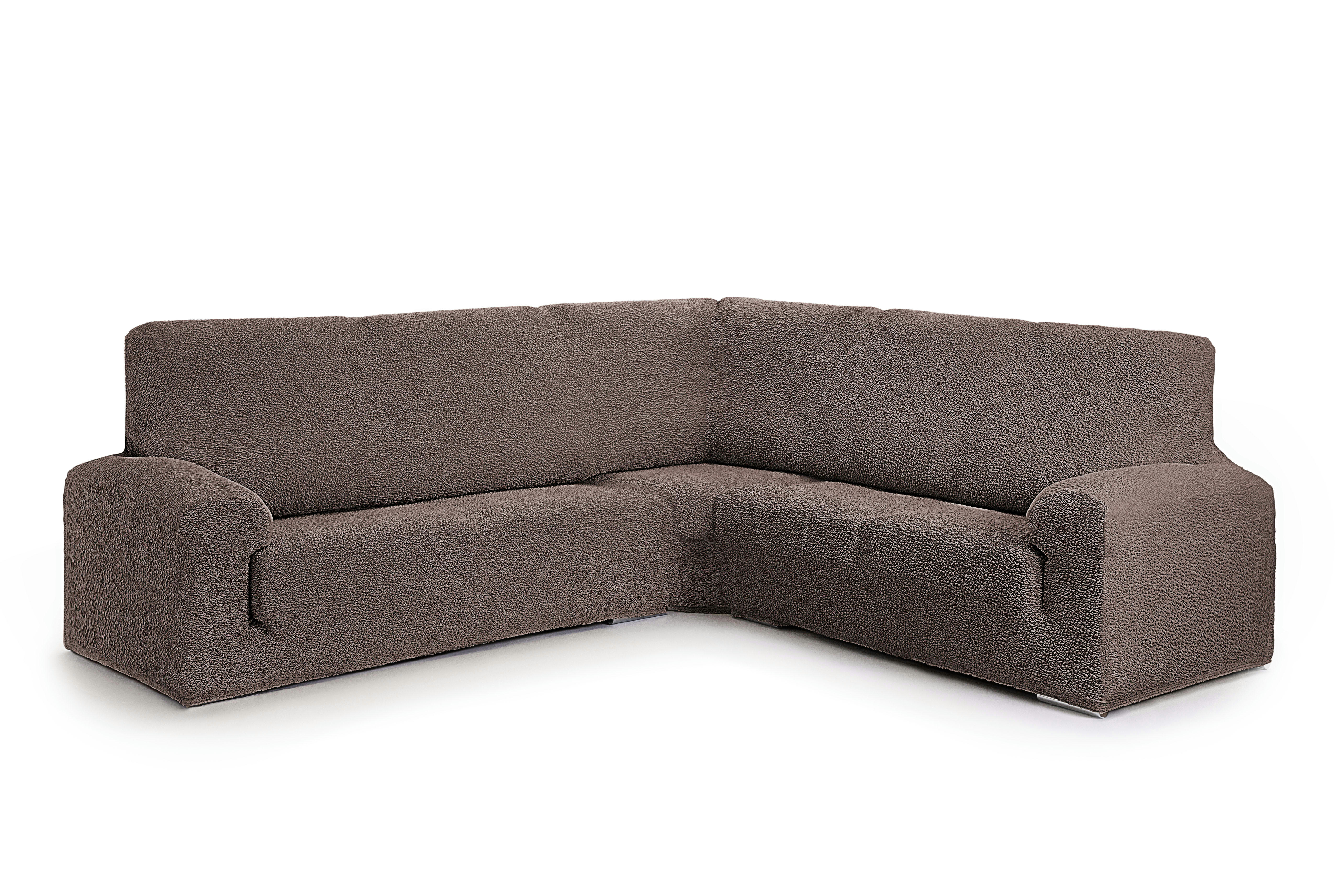 EYSA - Housse de canapé en coin 3+1 places marron 450 cm
