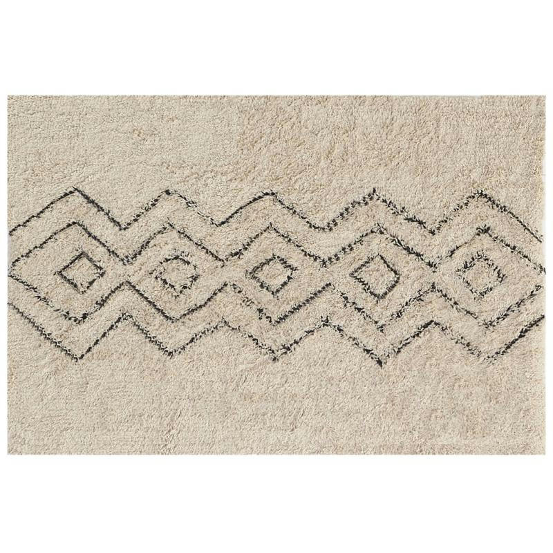 - Tapis en coton naturel et noir 60 x 90 cm graphique