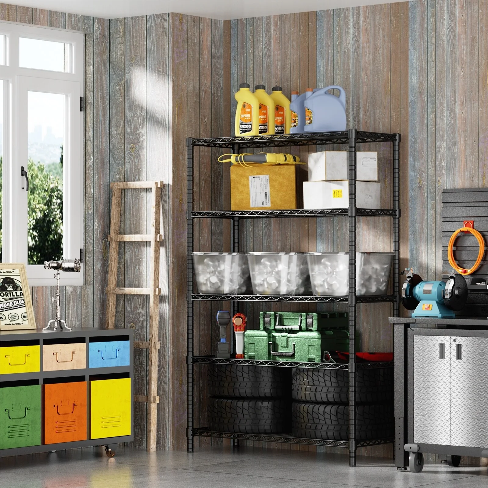 Versatile Heavy-Duty Shelving System for Various Spaces and Storage Needs