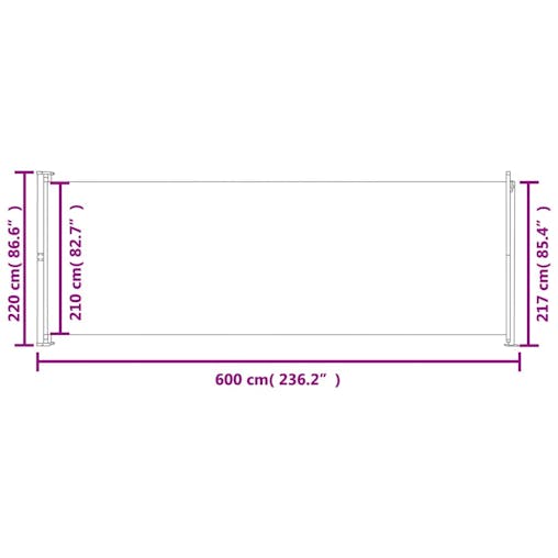 NNEVL Patio Retractable Side Awning 220x600 cm Cream