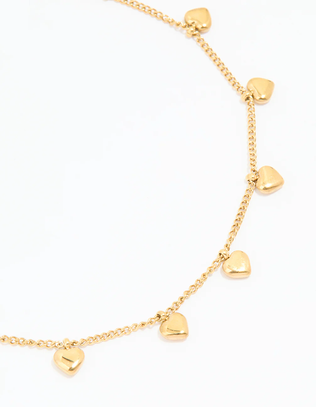 Waterproof Gold Plated Stainless Steel Heart Charms Anklet