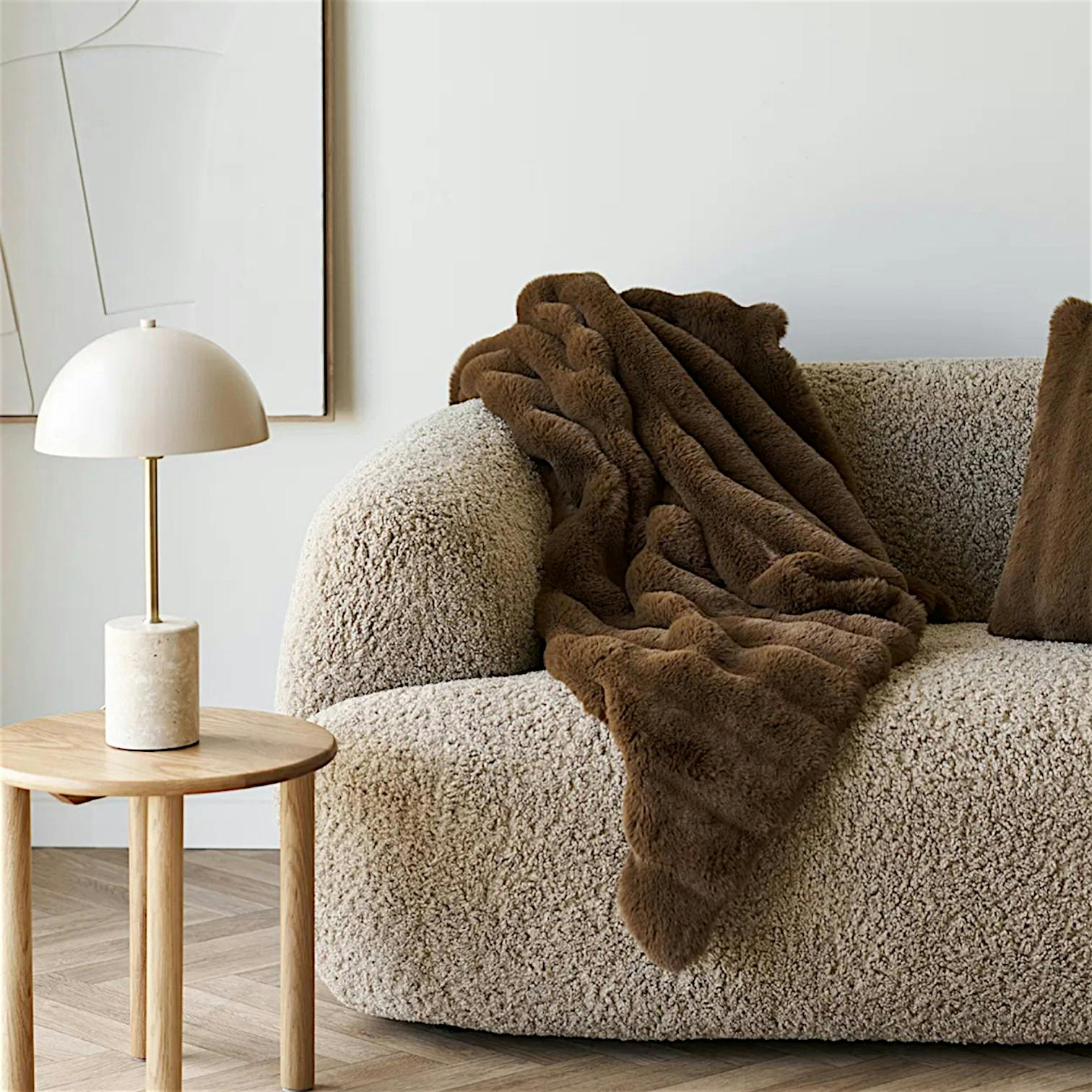 Plaid fausse fourrure marron FALLON