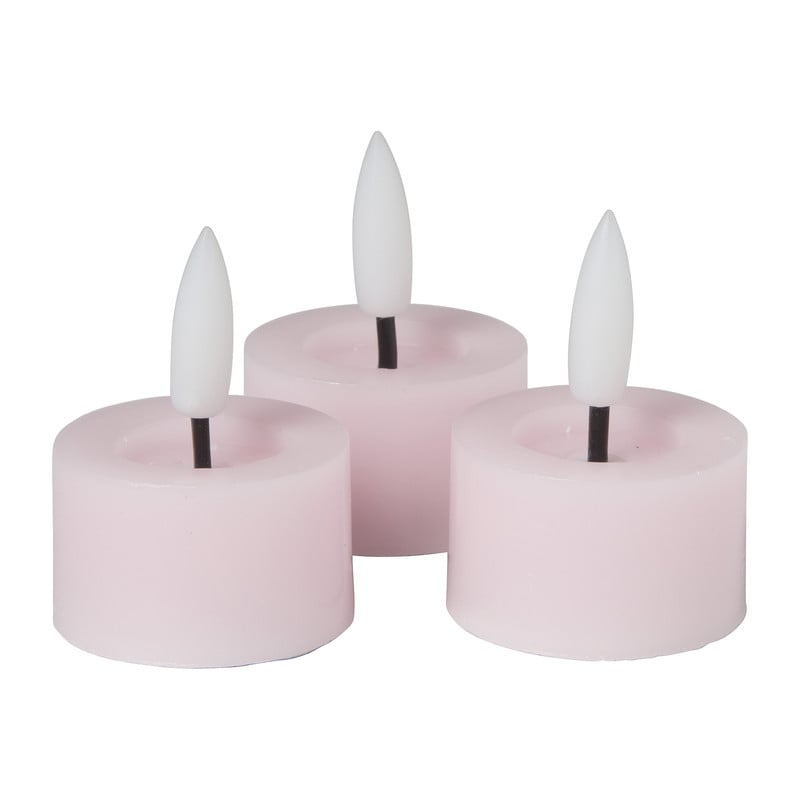LED waxinelichten - roze - set van 3
