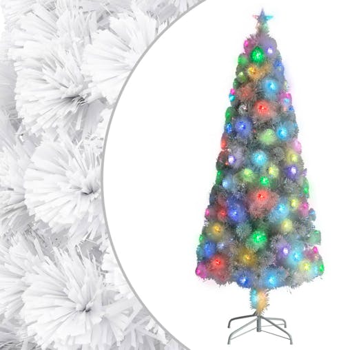 NNEVL Artificial Christmas Tree with LED White 210 cm Fibre Optic