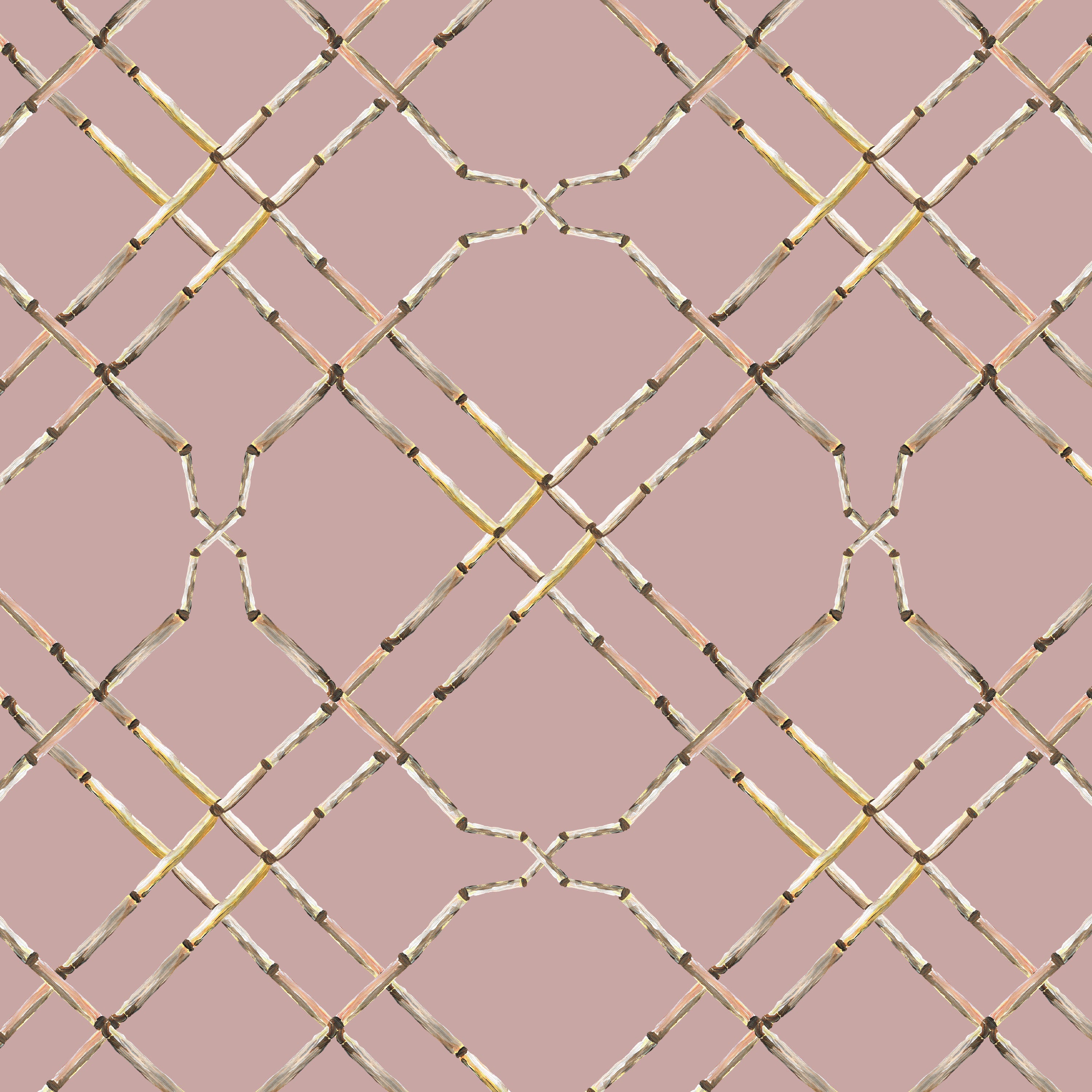 Catchii Behang Bamboo Trellis old pink