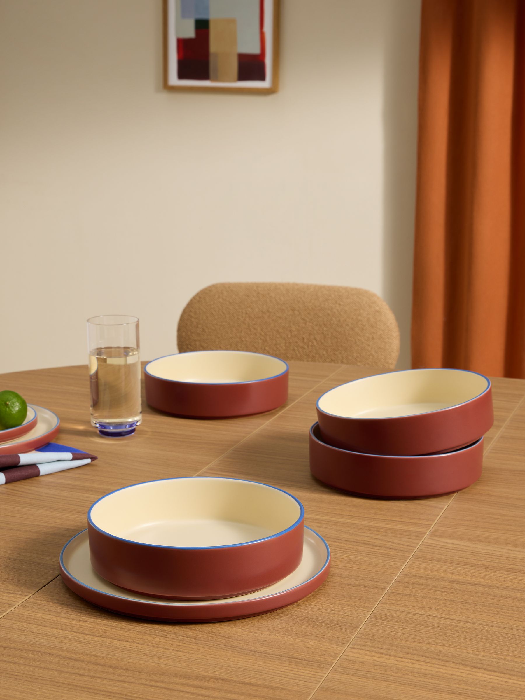 Set of 4 Allesio Pasta Bowls in Brown