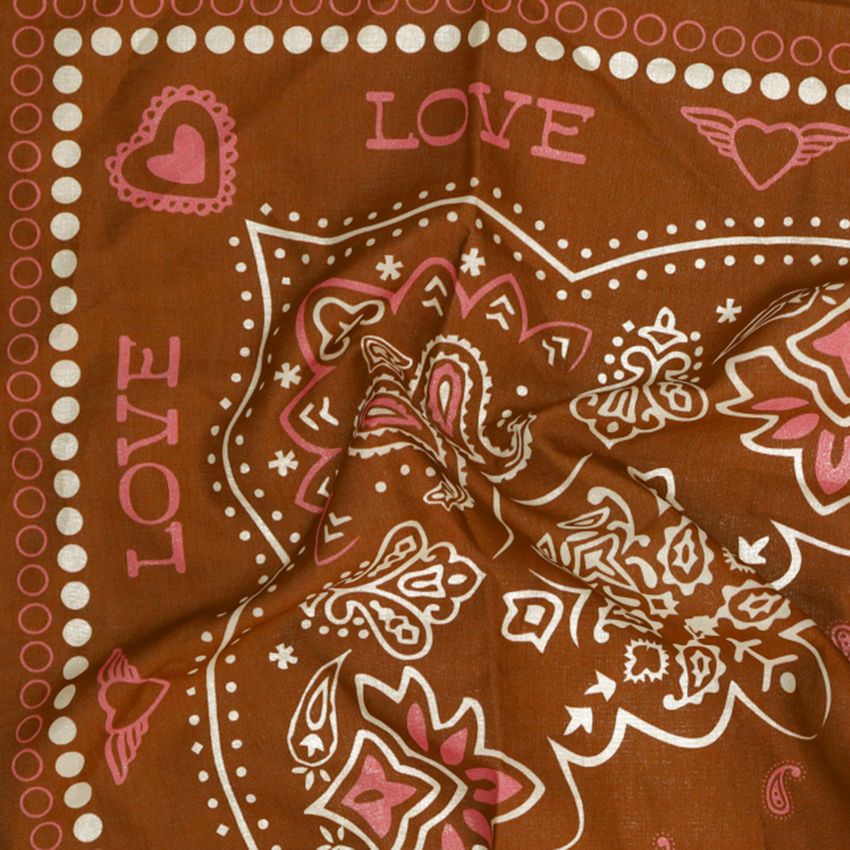 Manfield Cognackleurige sjaaltje met roze- en witte details