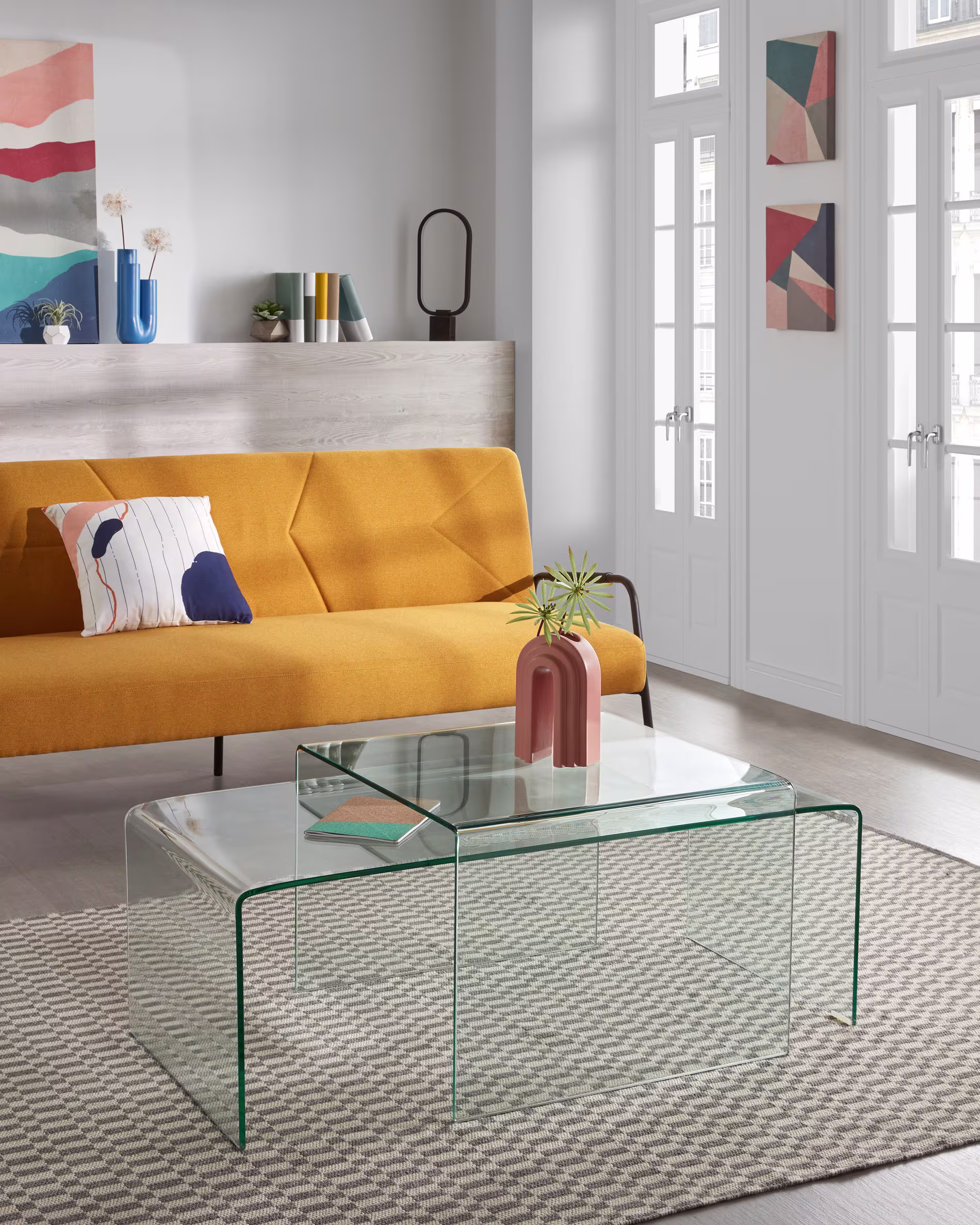 Mesa de centro Burano de cristal 110 x 50 cm