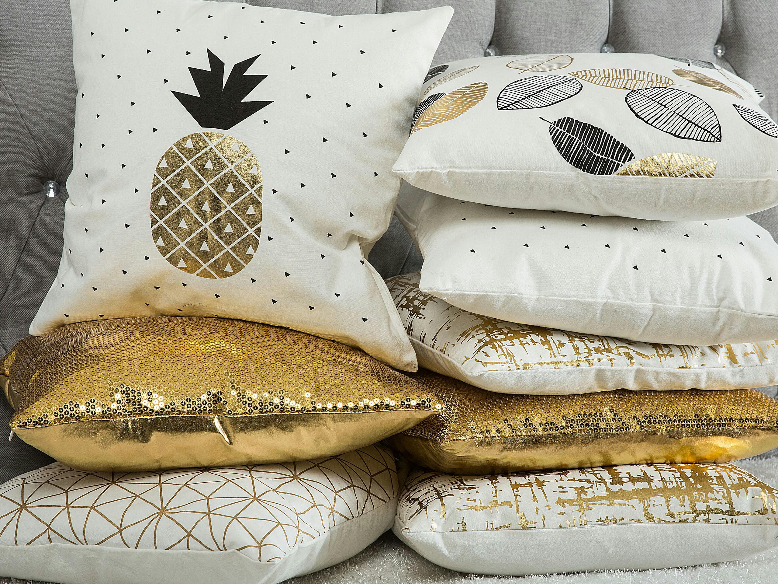 LOTUS - Lot de 2 coussin décoratifs en tissu blanc 45x12cm