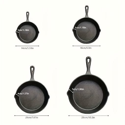 NNETM Pre-Seasoned Cast Iron Skillet Set (4pcs)