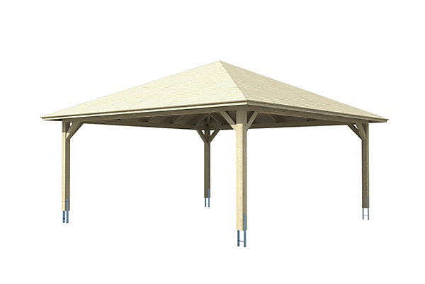Carport SKAN HOLZ Taunus 634x634cm, bois lamellé-collé, non traité