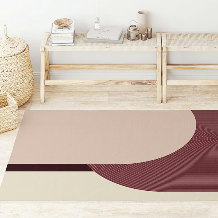 - Tapis de salon design en polyester beige