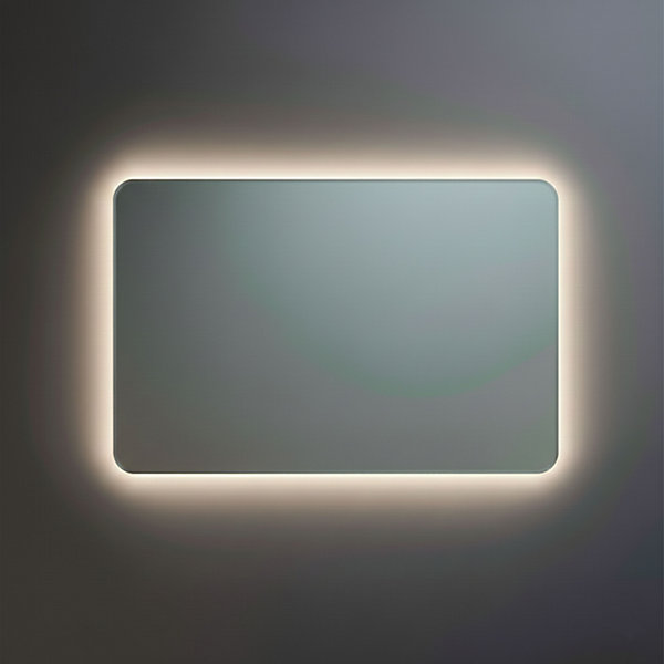 Miroir à bord poli 70x80 cm avec coins arrondis et rétroéclairage périmétrique