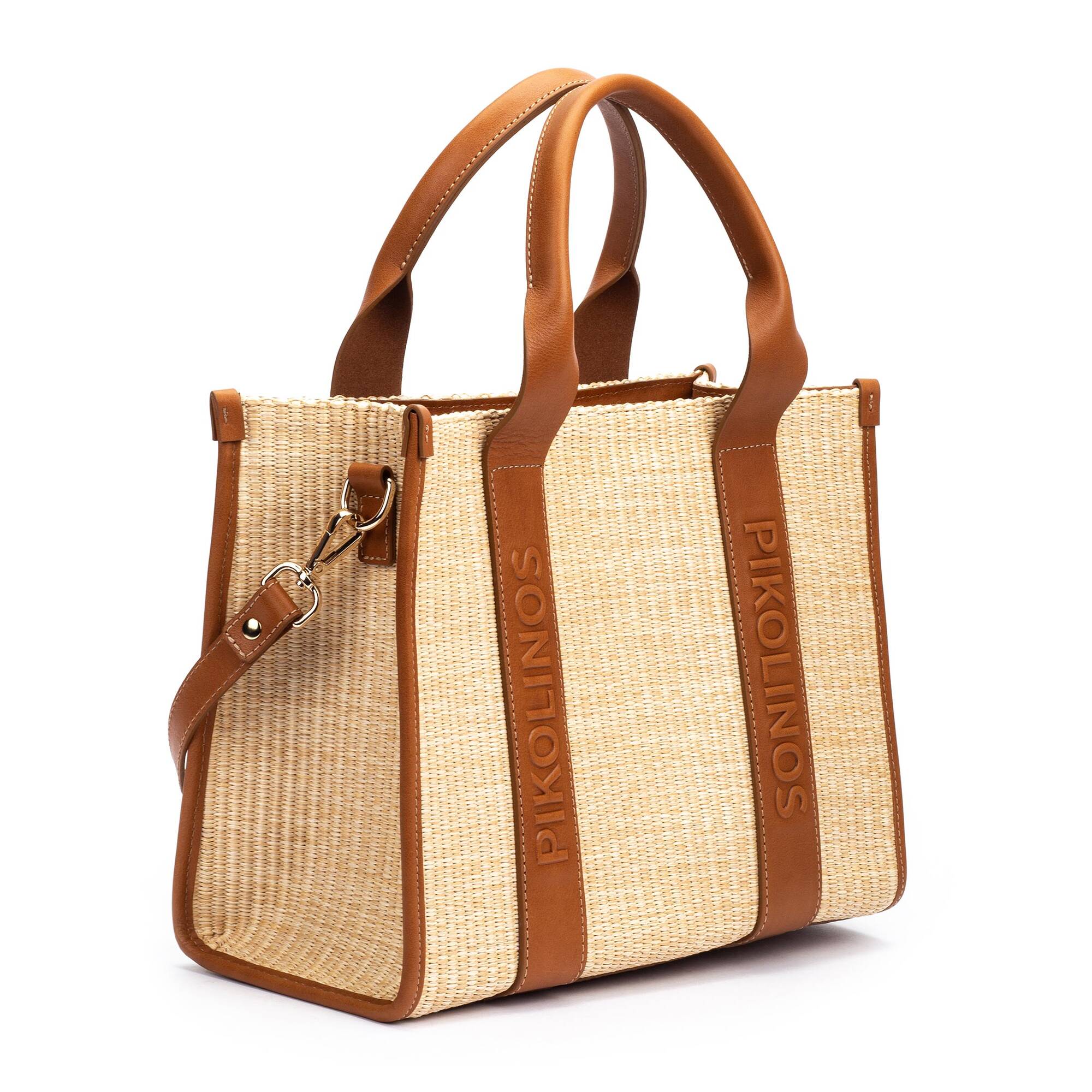 ALTAFULLA - Shopper de rafia y piel para mujer