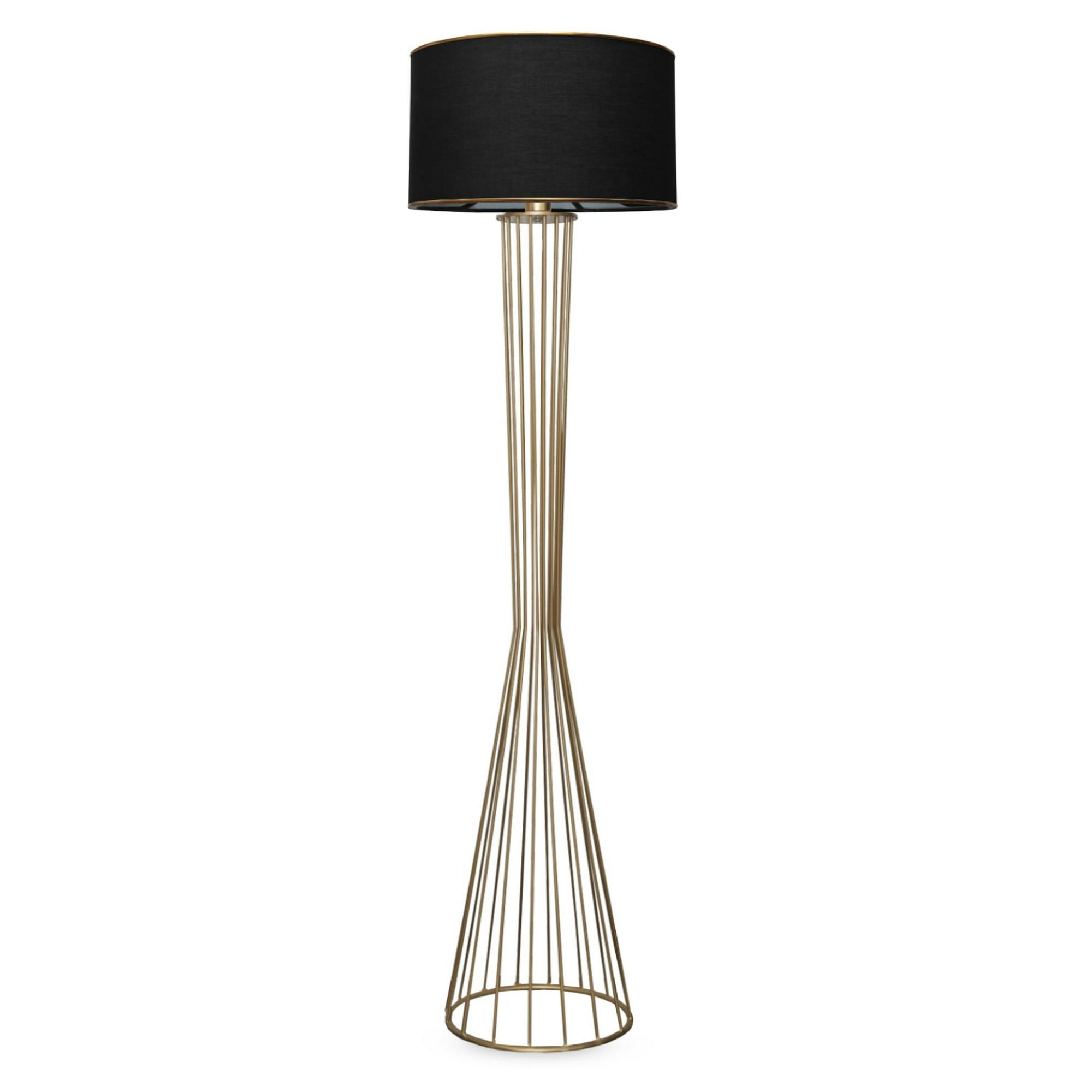 Lampadaire salon moderne doré abat-jour noir SINOP