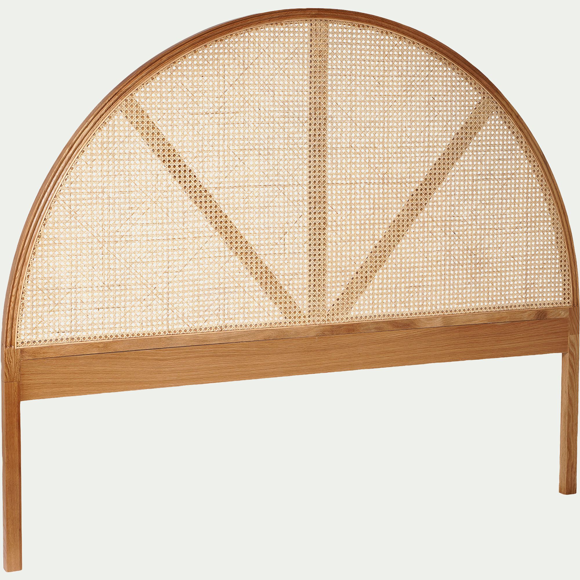 ABELLE - Tête de lit ronde en chêne et rotin L170cm - bois clair